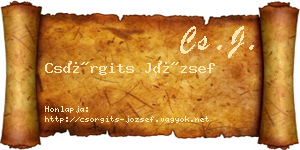 Csörgits József névjegykártya